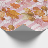 Pink Herbstleaves and Acorns Pattern - Fall Geschenkpapier (Ecke)
