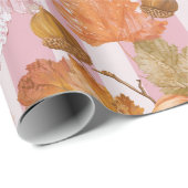 Pink Herbstleaves and Acorns Pattern - Fall Geschenkpapier (Rolleneckpunkt)