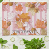 Pink Herbstleaves and Acorns Pattern - Fall Geschirrtuch (Gefaltet)