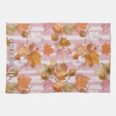 Pink Herbstleaves and Acorns Pattern - Fall Geschirrtuch (Horizontal)