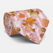 Pink Herbstleaves and Acorns Pattern - Fall Krawatte (Gerollt)