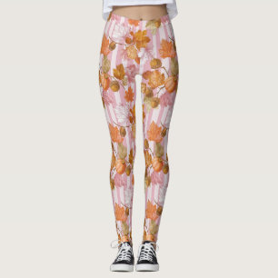Pink Herbstleaves and Acorns Pattern - Fall Leggings