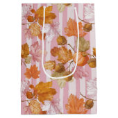 Pink Herbstleaves and Acorns Pattern - Fall Mittlere Geschenktüte (Rückseite)