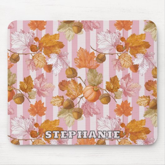 Pink Herbstleaves and Acorns Pattern - Fall Mousepad (Vorne)