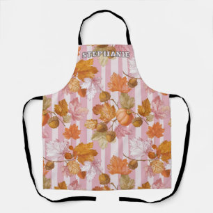 Pink Herbstleaves and Acorns Pattern - Fall Schürze