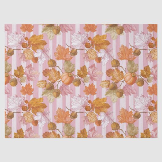 Pink Herbstleaves and Acorns Pattern - Fall Seidenpapier (Vorderseite)