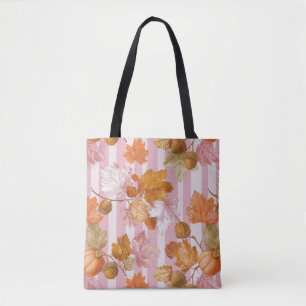 Pink Herbstleaves and Acorns Pattern - Fall Tasche