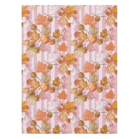 Pink Herbstleaves and Acorns Pattern - Fall Tischdecke (Vorderseite)