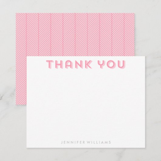 Pink Herringbone-Muster Vielen Dank für Ihre Anmer Einladung (Vorne/Hinten)