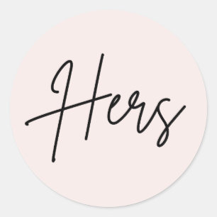 Pink Hers Aufkleber für Hochzeitsgeschenk