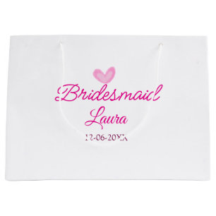 PINK Herz minimaler Zusatz Name Braut Geschenk Jah Große Geschenktüte