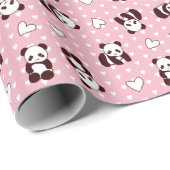 Pink-Herz-Panda-Bärenverpackungspapier Geschenkpapier (Rolleneckpunkt)