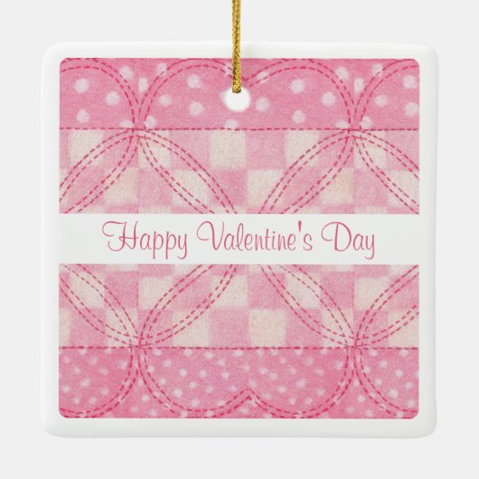 PINK HERZ QUILT Valentine Keramik Sq. Keramik-Orna Keramikornament (Rückseite)