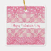 PINK HERZ QUILT Valentine Keramik Sq. Keramik-Orna Keramikornament (Vorderseite)