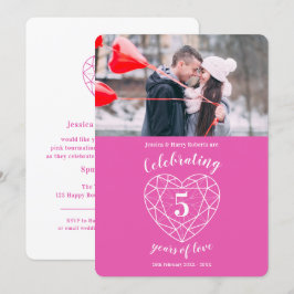 Pink Herzjubiläum 5 Jahre Einladungen zum Foto
