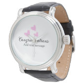 Pink Herzlichen Glückwunsch Abschluss Aquarell Armbanduhr (Schrägansicht)