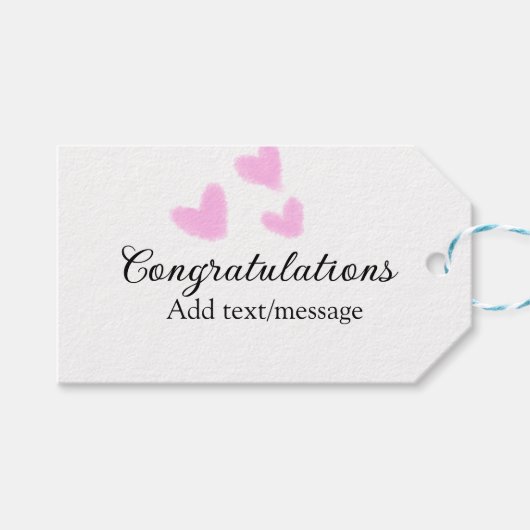 Pink Herzlichen Glückwunsch Abschluss Aquarell Geschenkanhänger (Vorderseite (Horizontal))