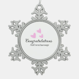 Pink Herzlichen Glückwunsch Abschluss Aquarell Schneeflocken Zinn-Ornament