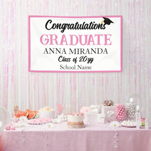 Pink Herzlichen Glückwunsch Graduate Grad Banner (Party)