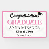 Pink Herzlichen Glückwunsch Graduate Grad Banner (Horizontal)