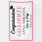 Pink Herzlichen Glückwunsch Graduate Grad Banner (Vertikal)
