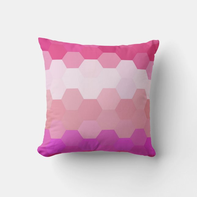 Pink Hexagon Zickzack Muster Kissen (Vorderseite)