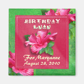 Pink Hibiscus Birthday Luau Magnets Magnet (Vorne)
