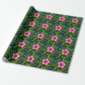 Pink Hibiscus Bloom - Exotic Tropical  Geschenkpapier (Ungerollt)