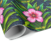 Pink Hibiscus Bloom - Exotic Tropical  Geschenkpapier (Rolleneckpunkt)