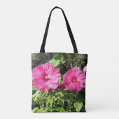 Pink Hibiscus Flower Drawstring Backpack Tasche (Rückseite)
