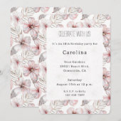 Pink Hibiscus Flowers Birthday Einladung (Vorne/Hinten)
