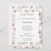 Pink Hibiscus Flowers Birthday Einladung (Vorderseite)