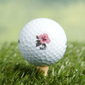Pink Hibiscus Tropical Flower Monogram Art Golfball (Insitu T-Shirt)