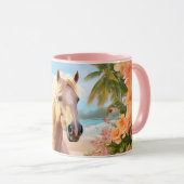 Pink Hibisken Beach Palomino Tasse Kaffee (VorderseiteRechts)