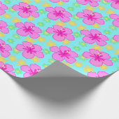 Pink Hibisken Blume Muster Packpapier (Ecke)