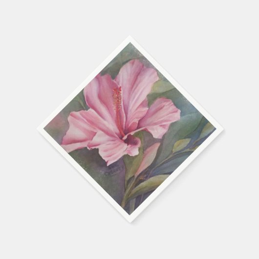 PINK HIBISKEN BLUME PAPIER NAPKINS SERVIETTE (Ecke)