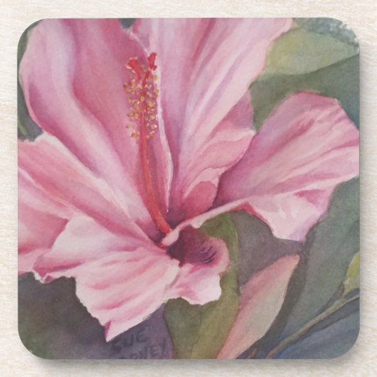 PINK HIBISKEN BLUME UNTERSETZER (Vorderseite)