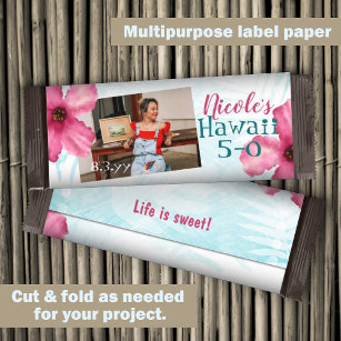 Pink Hibiskus 50. Geburtstag DIY Candy Bar Wrapper