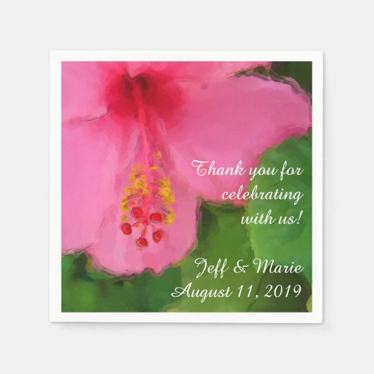 Pink Hibiskus Blume Beach Hochzeit Serviette (Vorderseite)