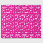 Pink Hibiskus Blume Design Brauch Geburtstag Geschenkpapier (Flach)