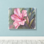 PINK HIBISKUS BLUME WRAPPED CANVAS MALERIEREN LEINWANDDRUCK (Insitu (Holzboden))