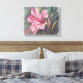 PINK HIBISKUS BLUME WRAPPED CANVAS MALERIEREN LEINWANDDRUCK (Insitu (Schlafzimmer))