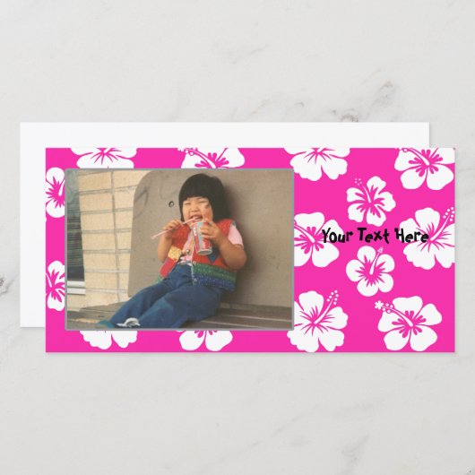 Pink-Hibiskus-Fotokarte individuell anpassen (Vorne/Hinten)
