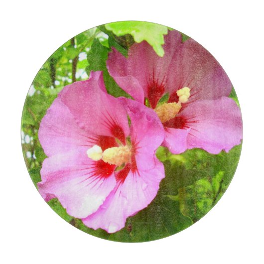 Pink Hibiskus Glass Chour Board Schneidebrett (Vorderseite)