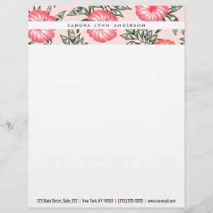 Pink Hibiskus Hawaiian Blume Pattern Briefbogen