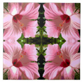 Pink-Hibiskus-Muster Fliese (Vorderseite)