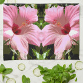 Pink-Hibiskus-Muster Geschirrtuch (Gefaltet)