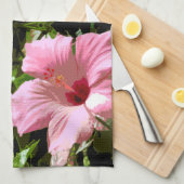 Pink-Hibiskus-Muster Geschirrtuch (Viertel Falte)