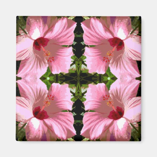 Pink-Hibiskus-Muster Magnet (Vorne)