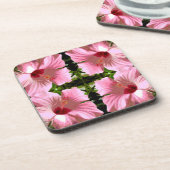 Pink-Hibiskus-Muster Untersetzer (Linke Seite)
